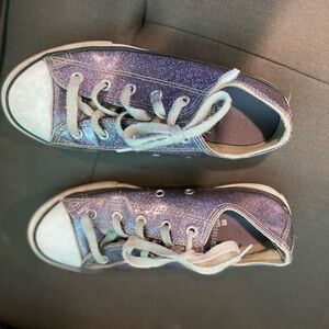Size 3 sparkling purple Converse shoes.